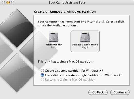 install windows xp on mac